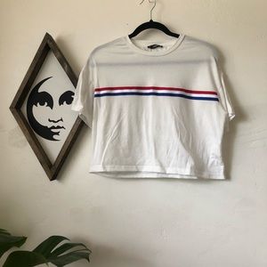 White Striped Crop Top